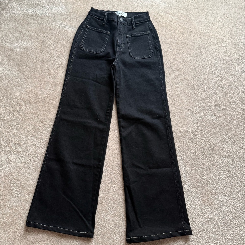 Reformation Alyssa High Rise Wide Leg Long Jeans in black - size 24 - Picture 3 of 8